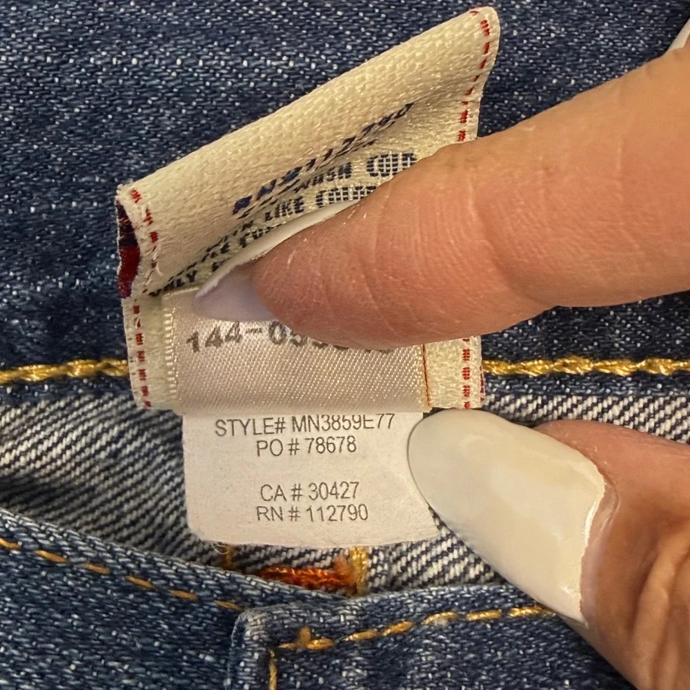 True Religion Ricky Straight Jeans Mens 34 Blue Embroidered Pocket USA Made RARE